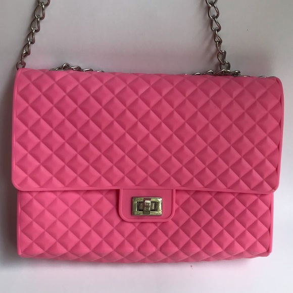 Pink Quilted Jelly Crossbody Handbag - Picture 1 of 11